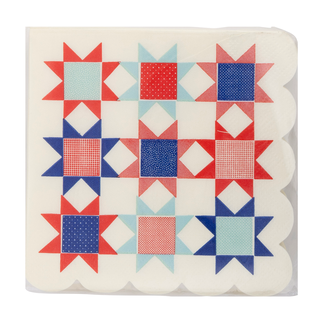 Americana Quilt Paper Cocktail Napkin