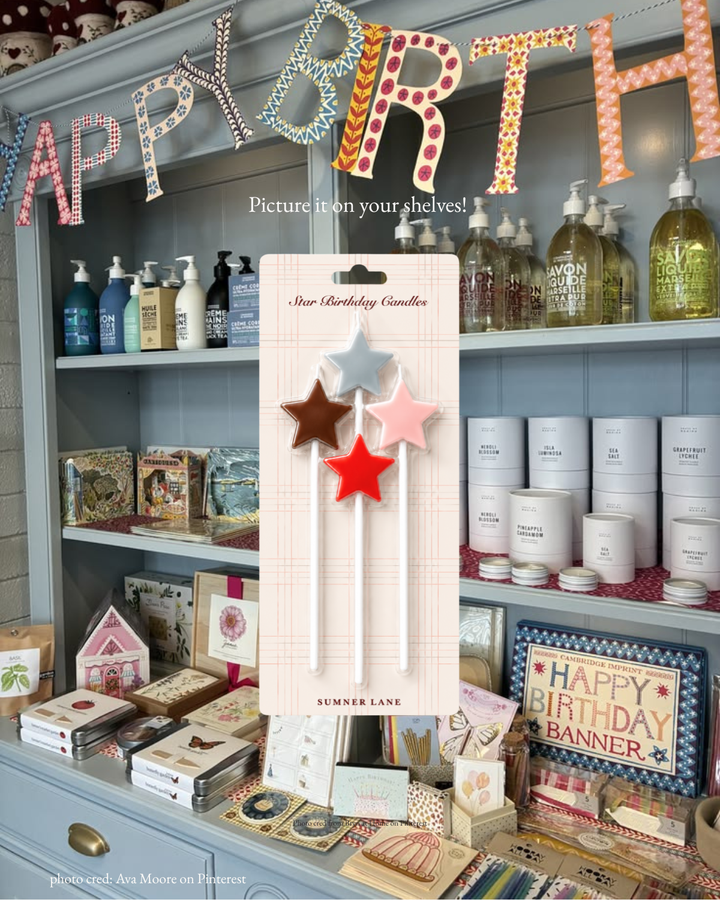 White Plaid Star Candles