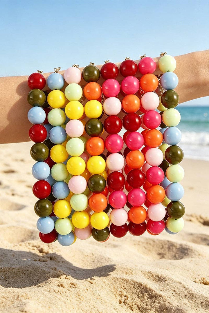 Beaded Statement Necklace: Pink/Red