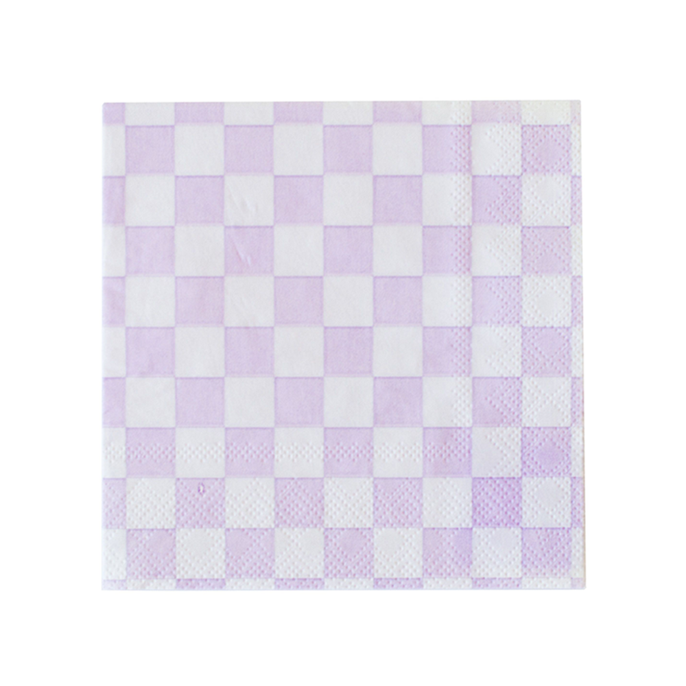 Tickle Me Pink Checkered Cocktail Napkins