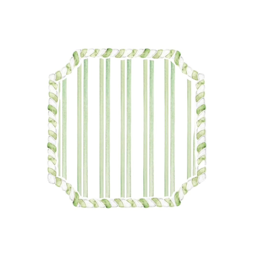 Green & White Striped Coaster