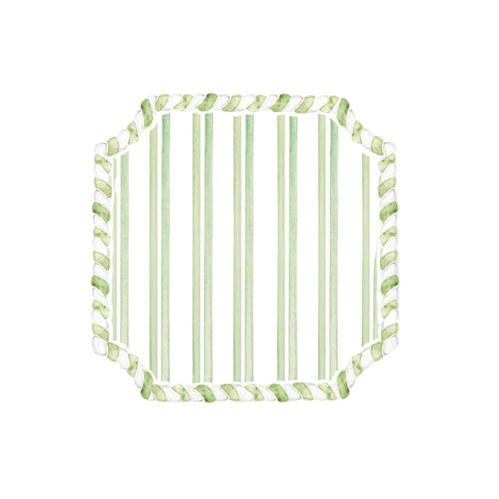 Green & White Striped Coaster