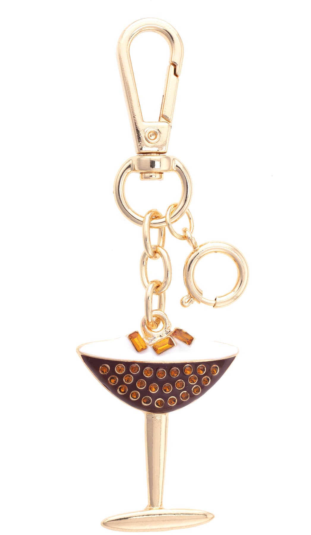 Espresso Martini Enamel Bag Charm in Brown & White