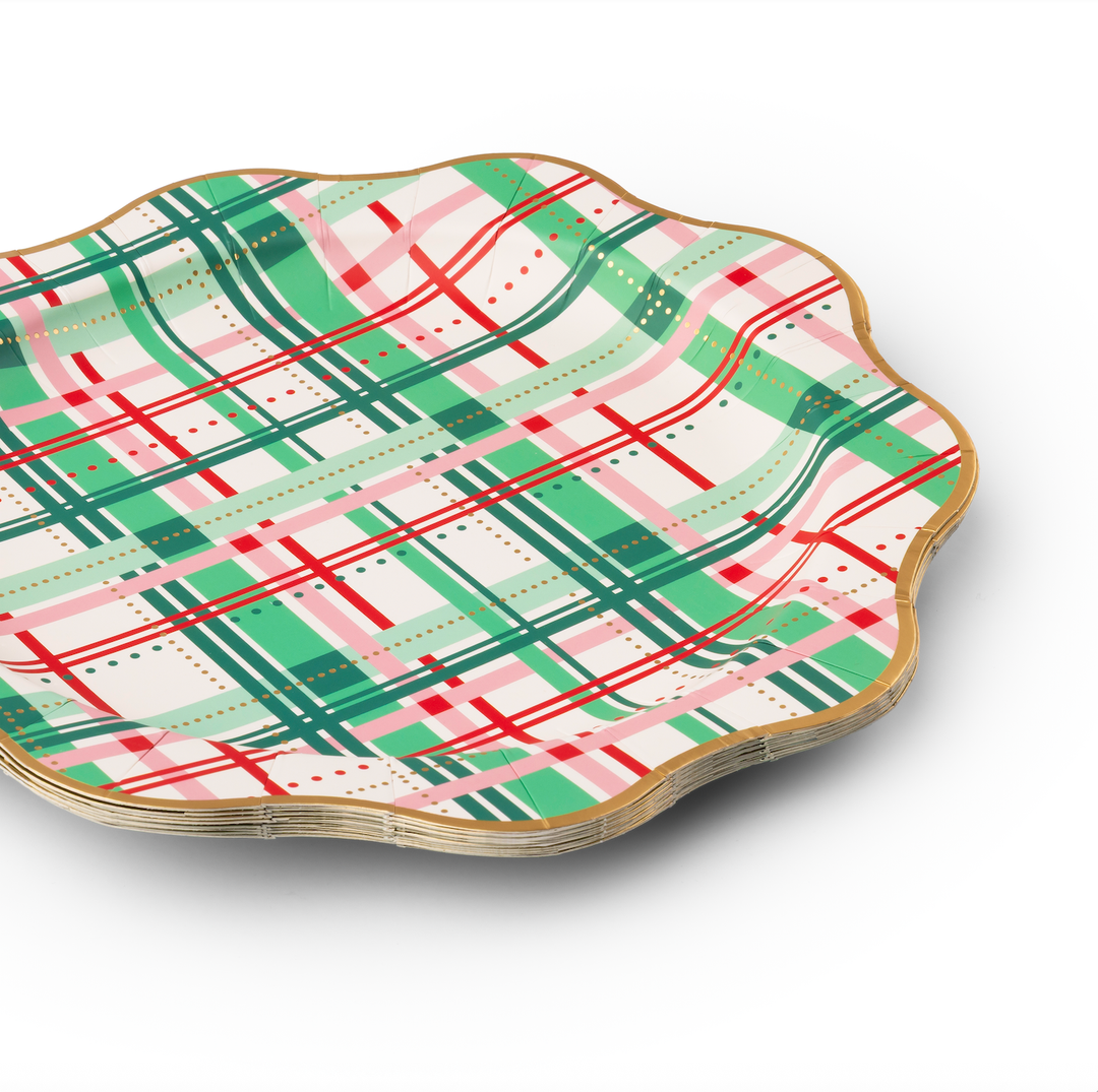 Christmas Plaid Large Plates