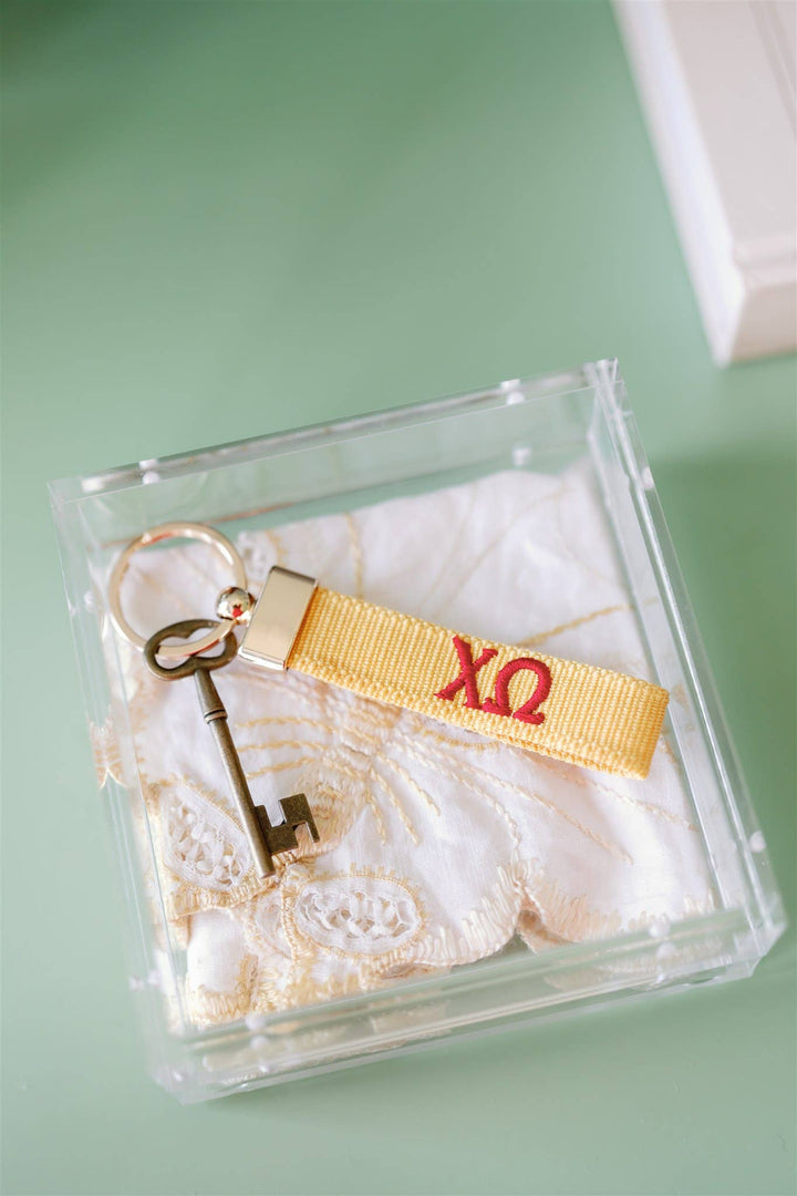 Chi Omega Embroidered Keychain