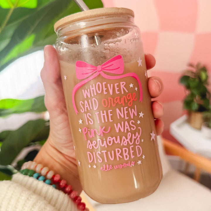 Elle Woods Pink Glass Can