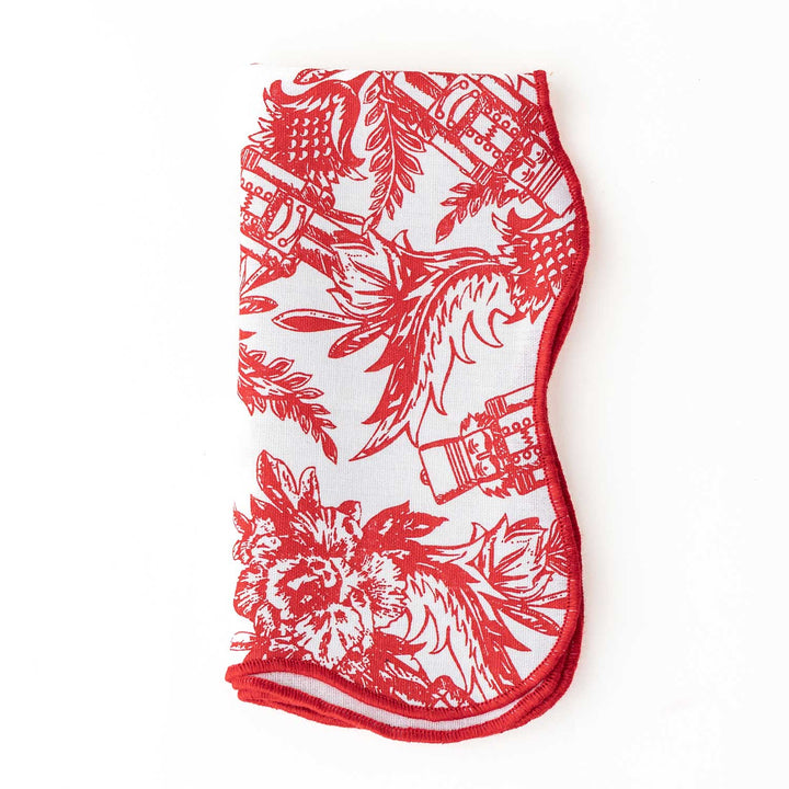 Nutcracker Toile Scalloped Dinner Napkin