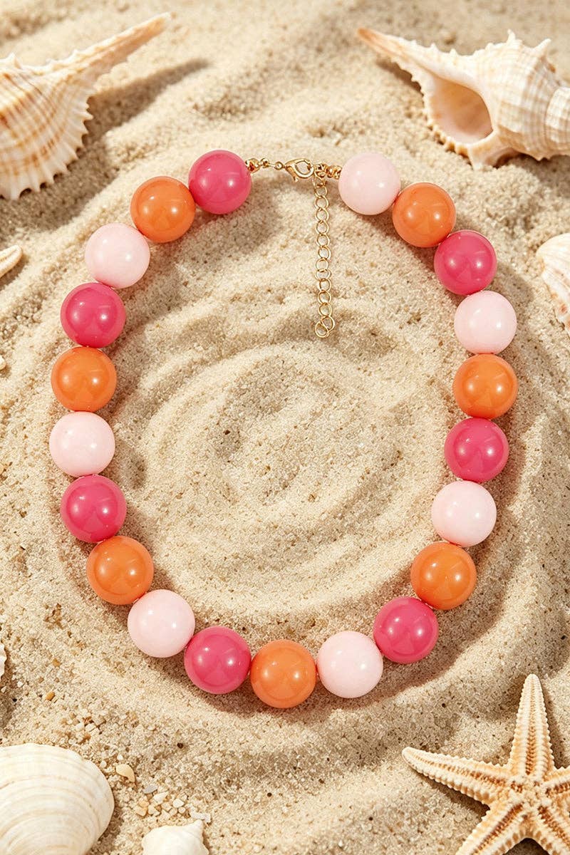 Beaded Statement Necklace: Yellow/Blue
