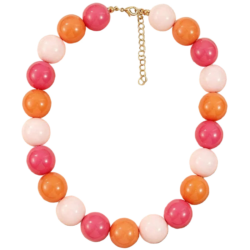 Beaded Statement Necklace: Pink/Orange
