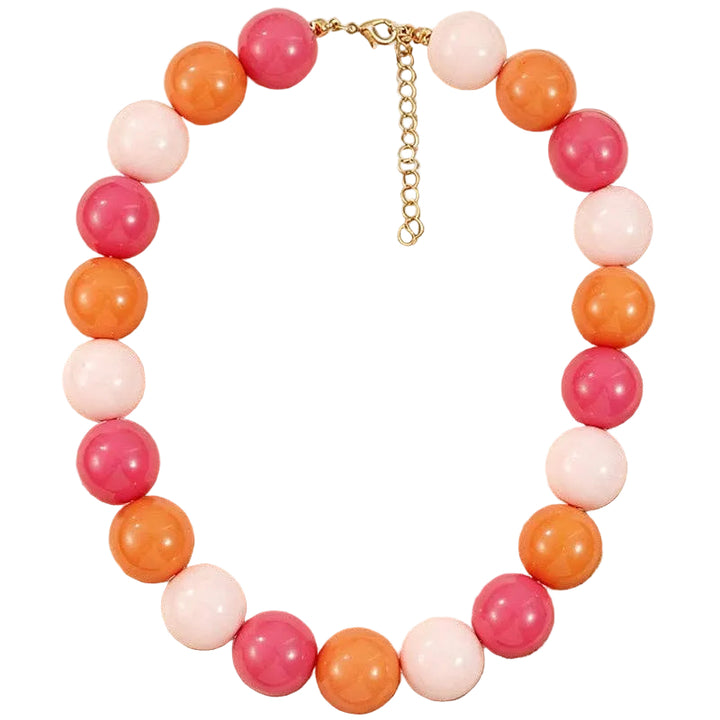 Beaded Statement Necklace: Pink/Orange