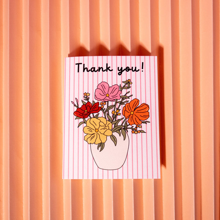 Thank You Stripe Flower Bouquet Boxed Notes