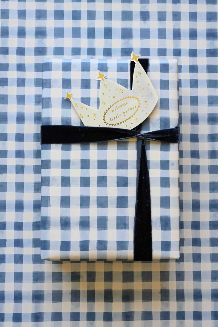 Bramble Blue Gingham Gift Wrap