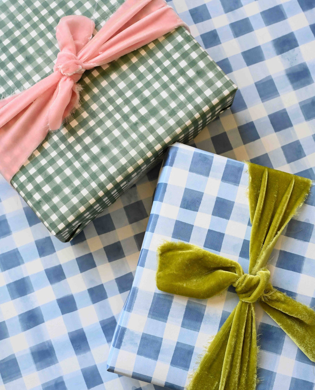 Bramble Blue Gingham Gift Wrap