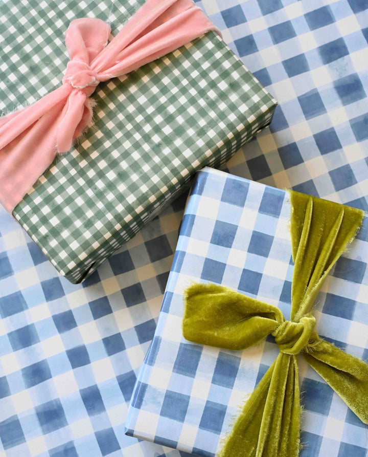 Bramble Blue Gingham Gift Wrap
