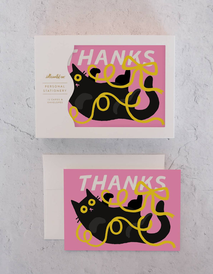 Ribbon Cat Thanks Notecards