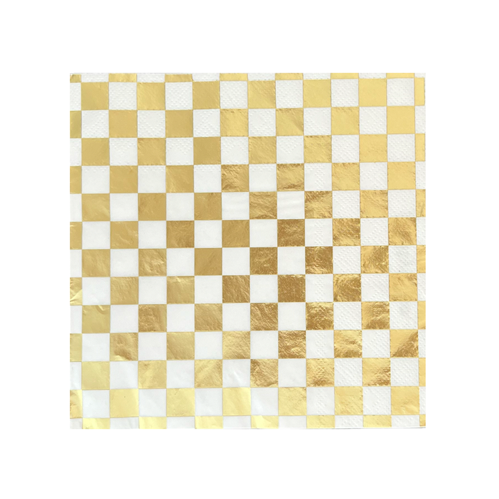Gold Clash Checkered Cocktail Napkins