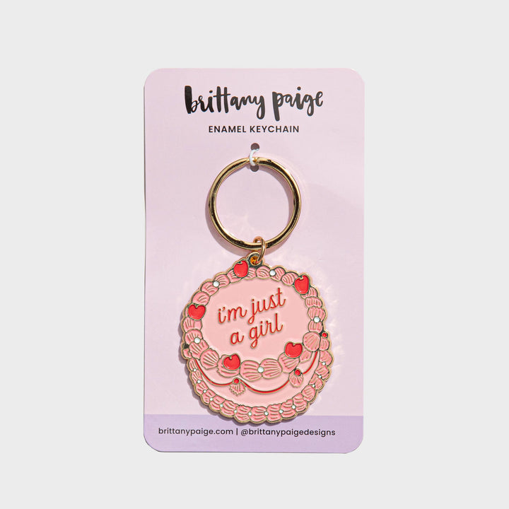 Just A Girl Vintage Cake Enamel Keychain