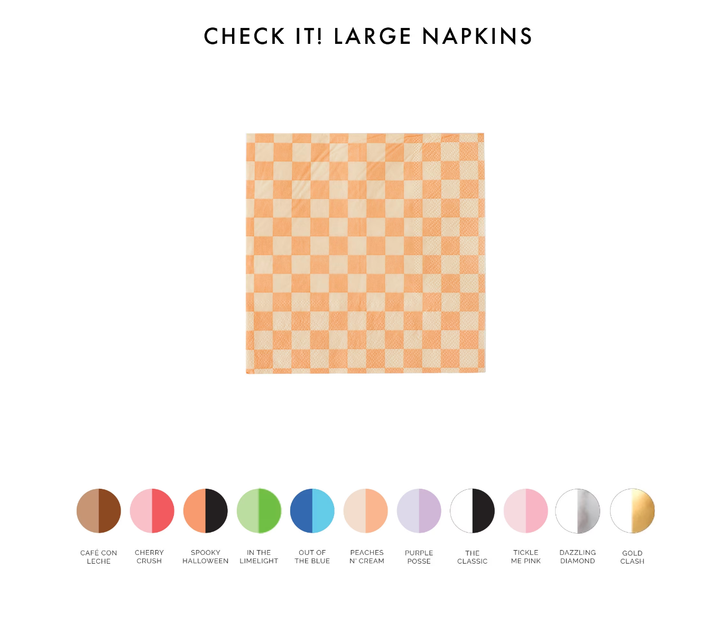 Gold Clash Checkered Cocktail Napkins