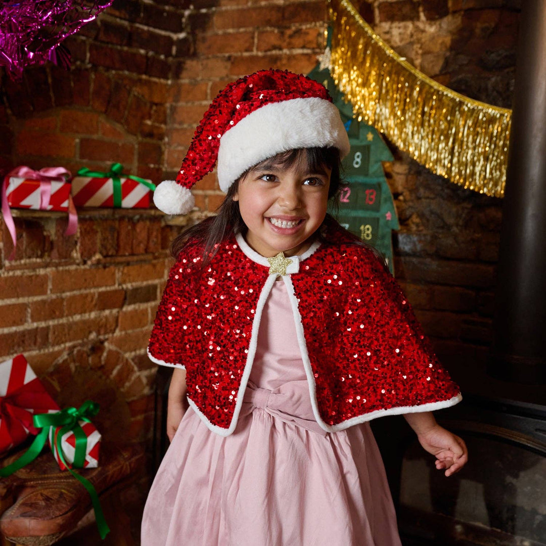 Jolly Santa Sequin Velvet Hat