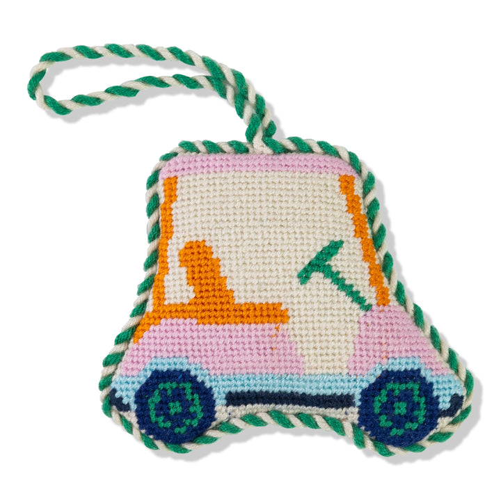 Golf Cart Needlepoint Icon Ornament