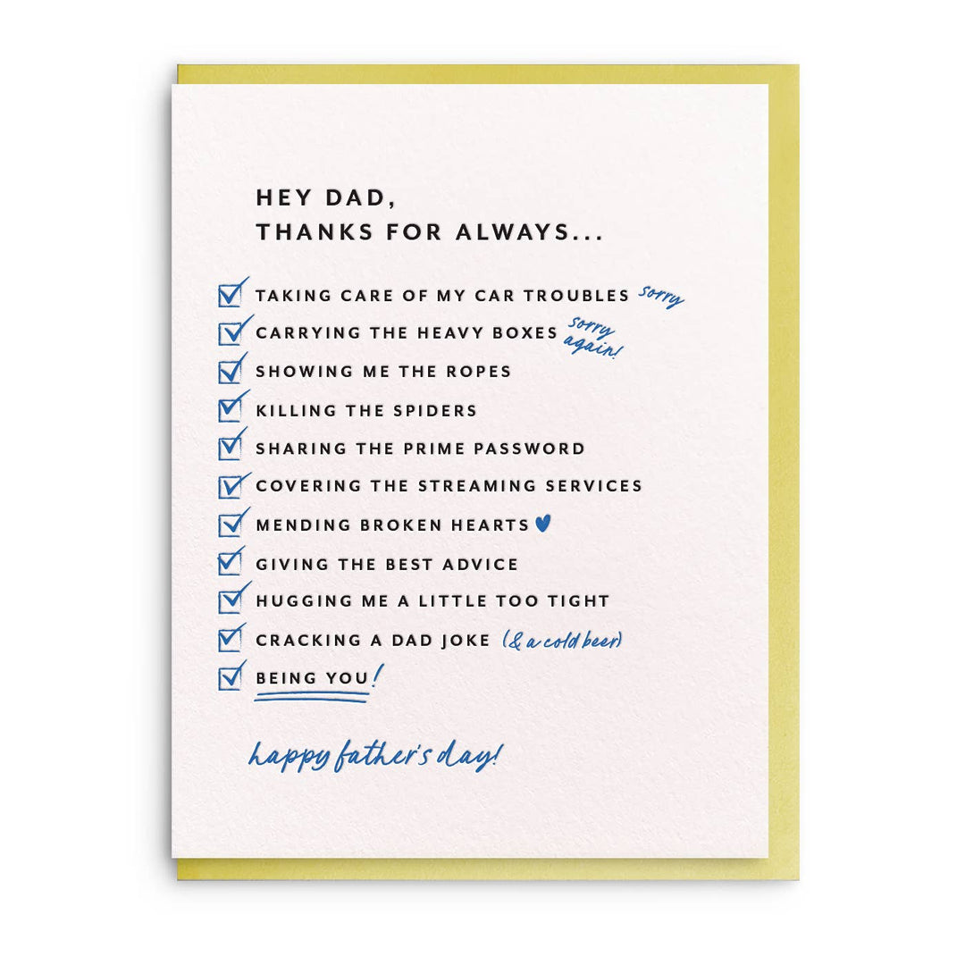 Dad List Card