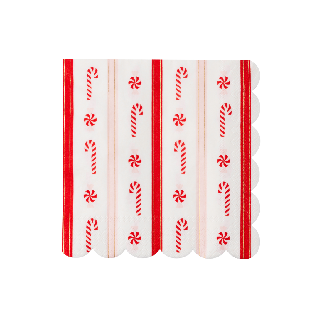Christmas Peppermint Candy Large Scalloped Napkins