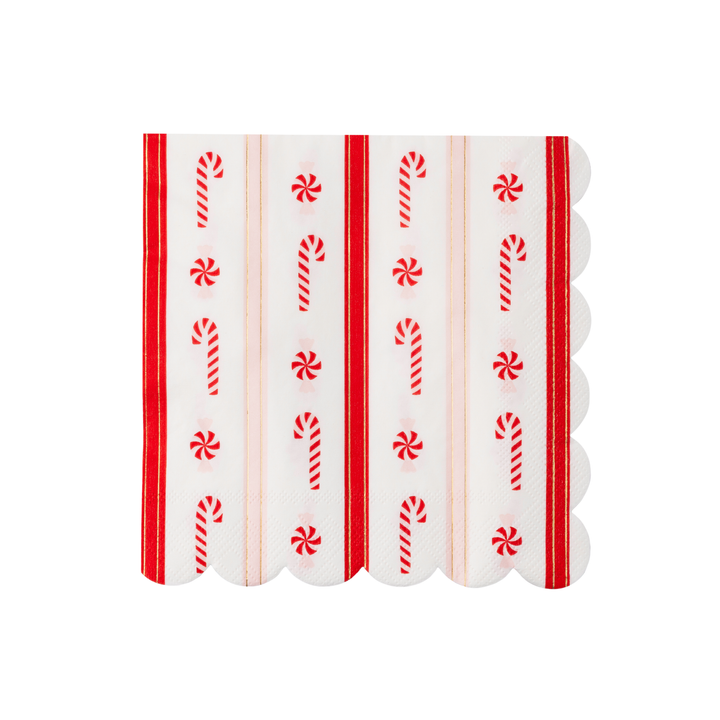Christmas Peppermint Candy Large Scalloped Napkins