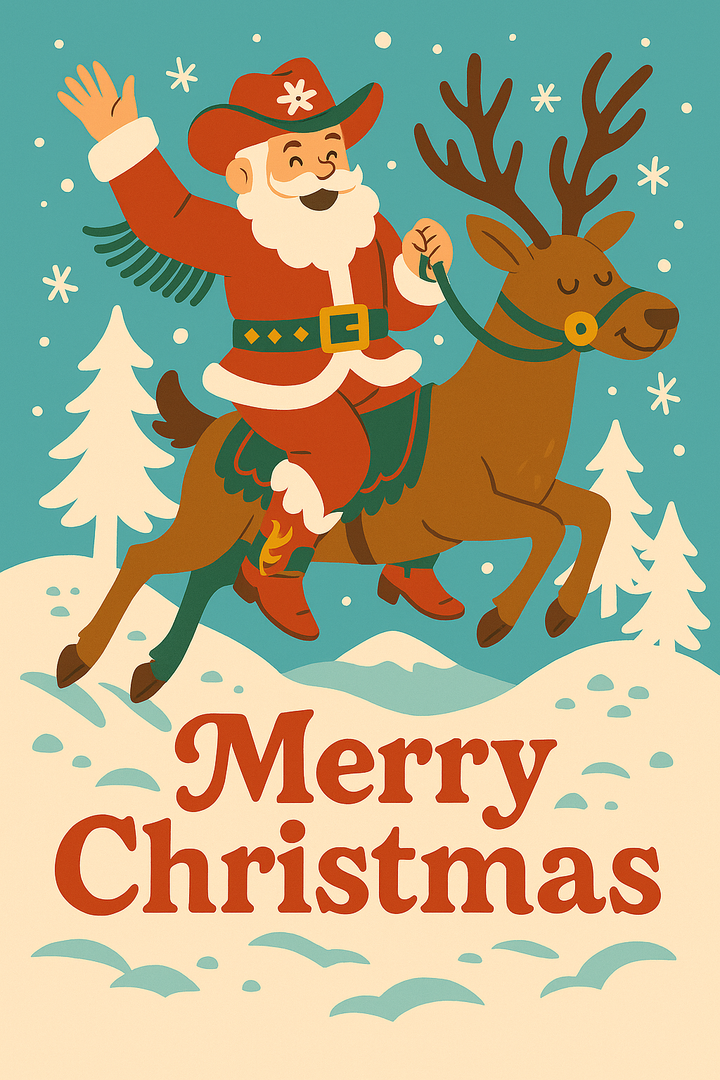 Yeehaw Santa Claus Card