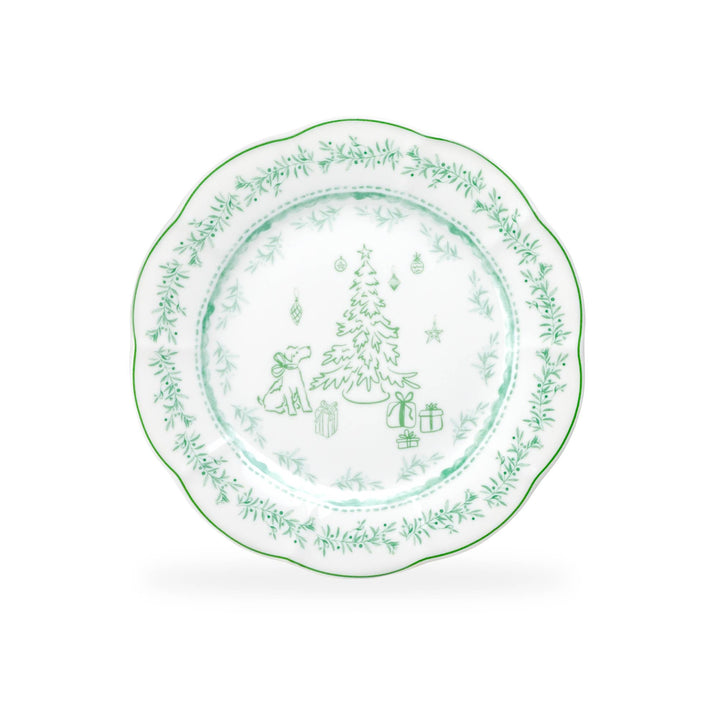 Festive Pup and Tree Porcelain Plate