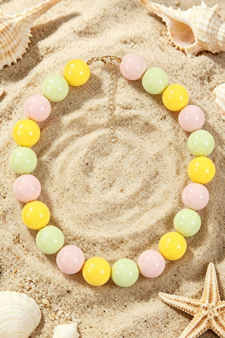 Beaded Statement Necklace: Pink/Red