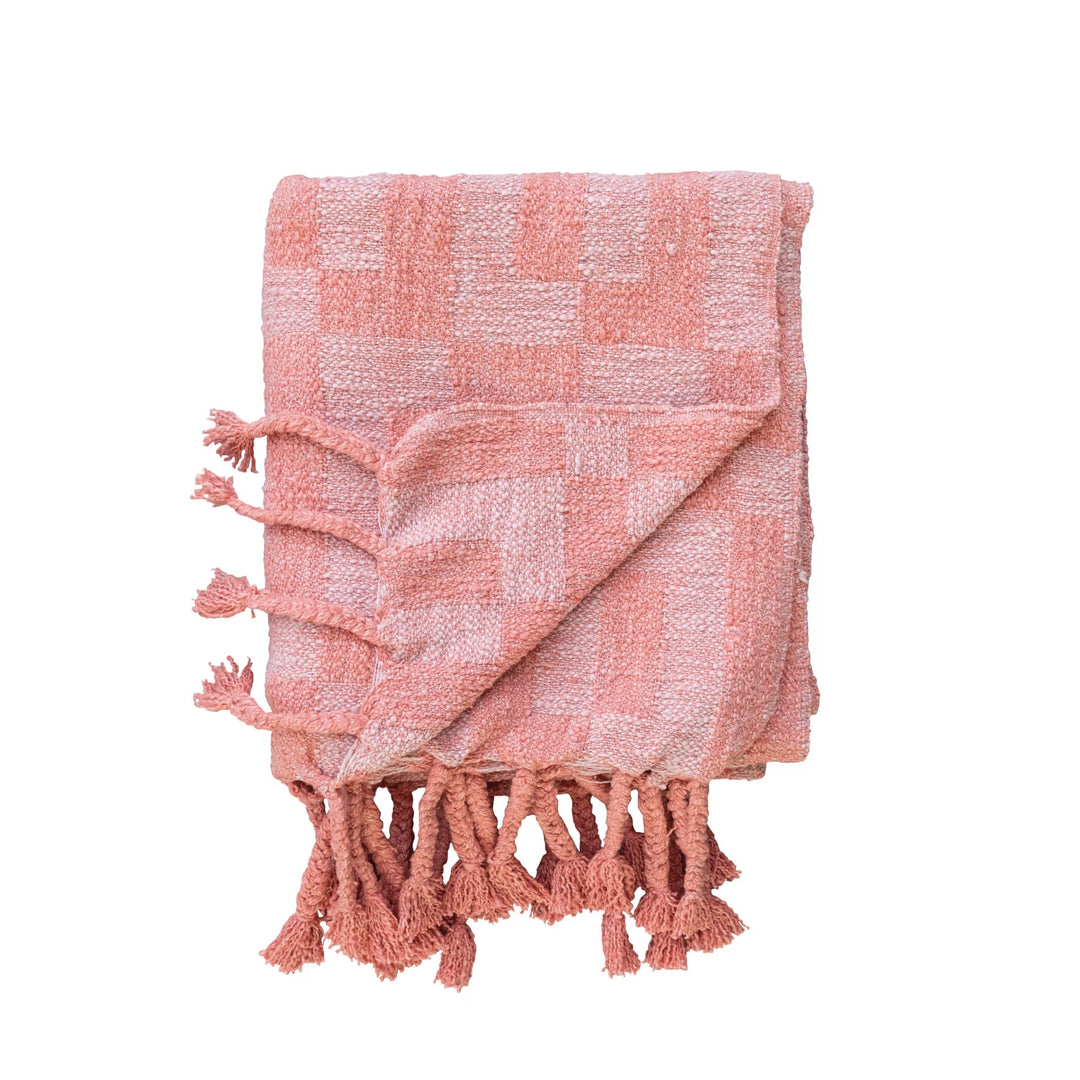 Geometric Pattern & Braided Fringe Throw