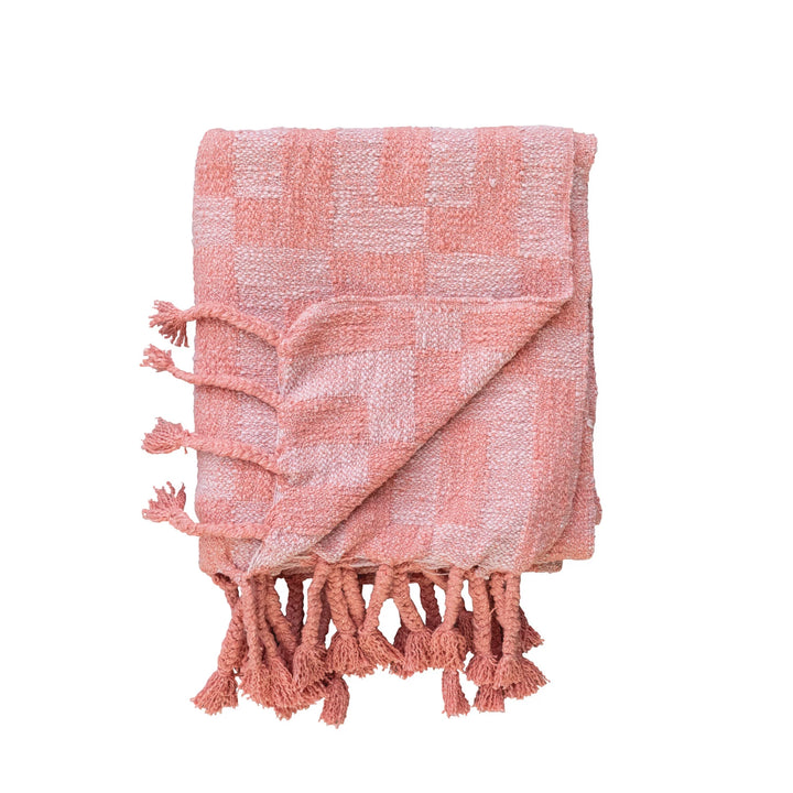 Geometric Pattern & Braided Fringe Throw