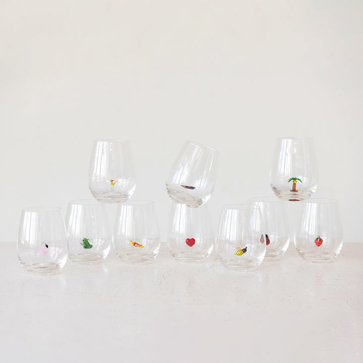 Stemless Wine Glass w/ Figure Inside