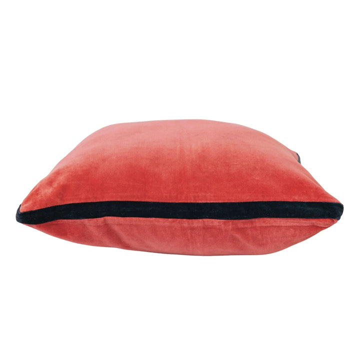 Berry & Navy Color Velvet Pillow w/ Contrasting Gusset