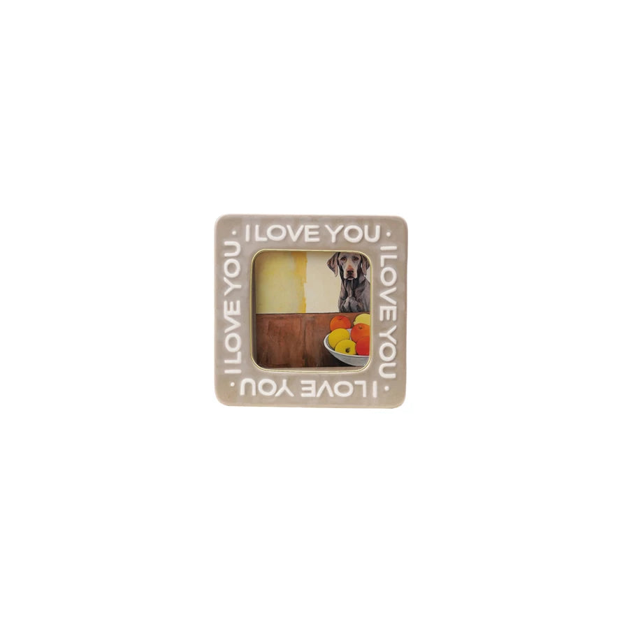 Stoneware Photo Frame "I Love You"
