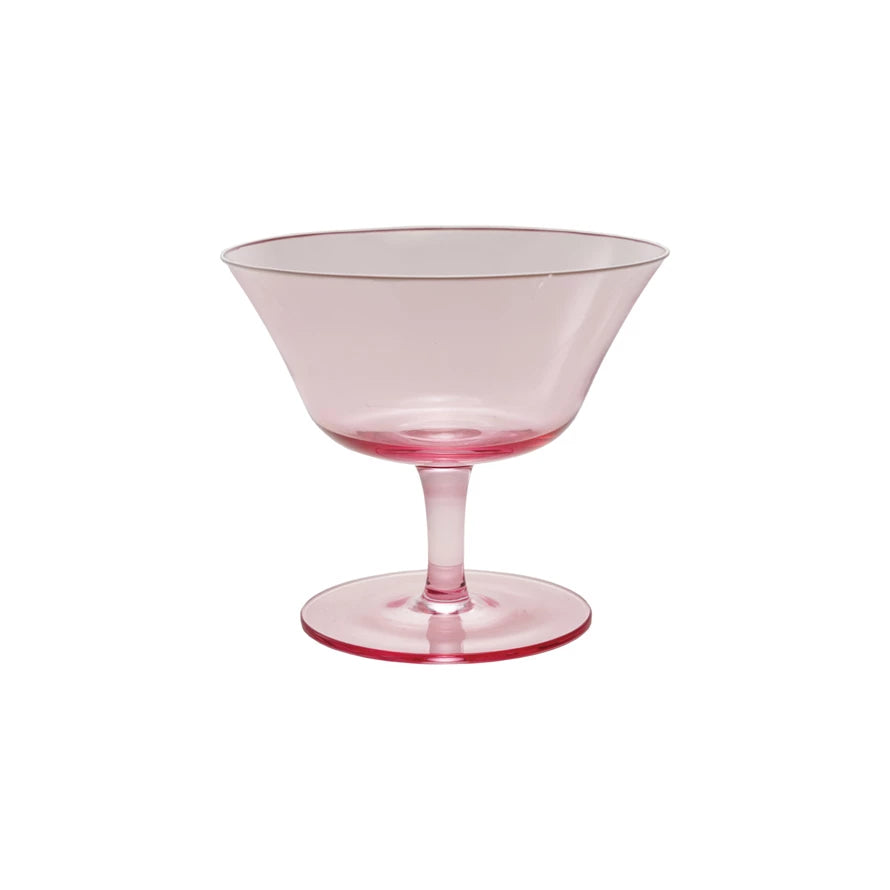 Pink Coupe Glass with White Rim