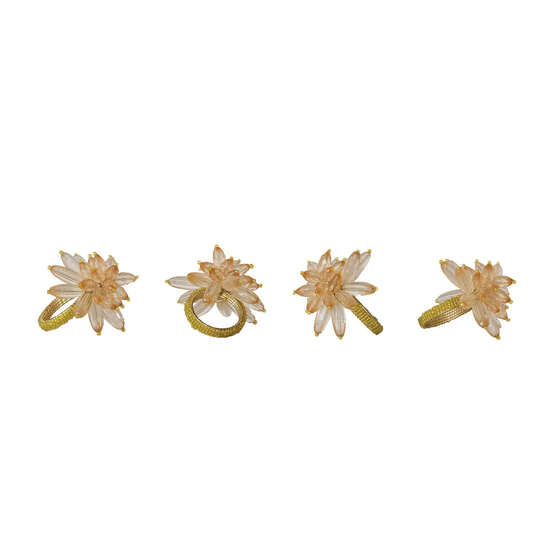Acrylic & Glass Beaded Flower Napkin Rings