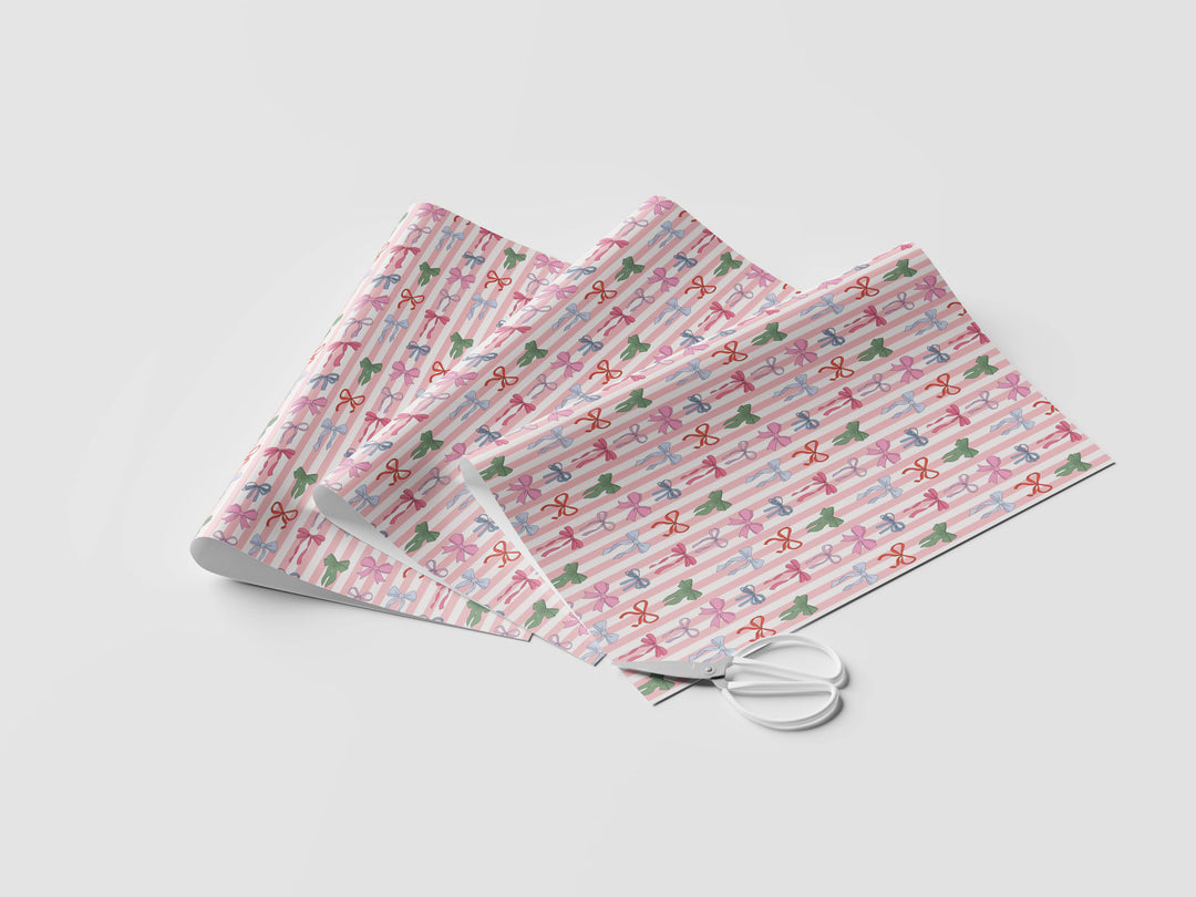 Striped Bows Gift Wrap Rolls