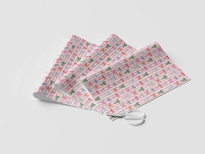 Striped Bows Gift Wrap Rolls