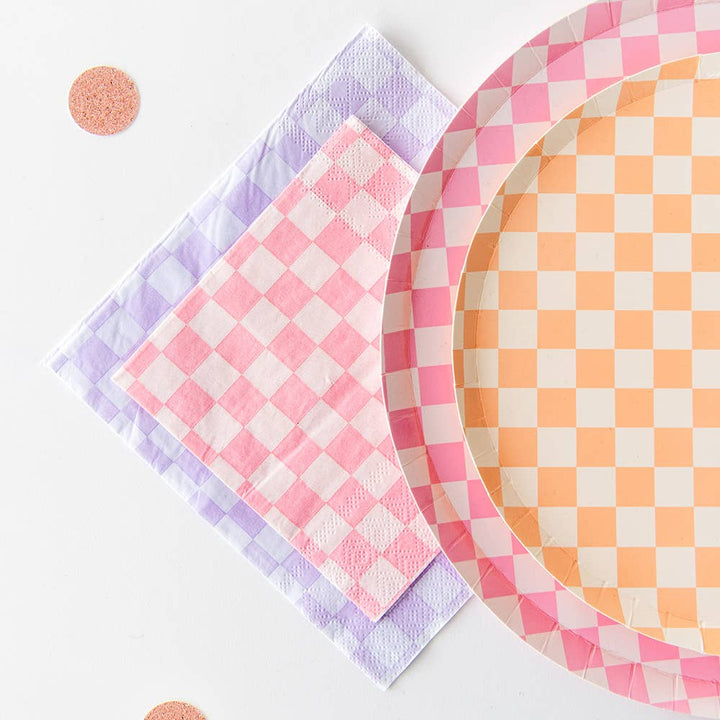 Cherry Crush Checkered Cocktail Napkins