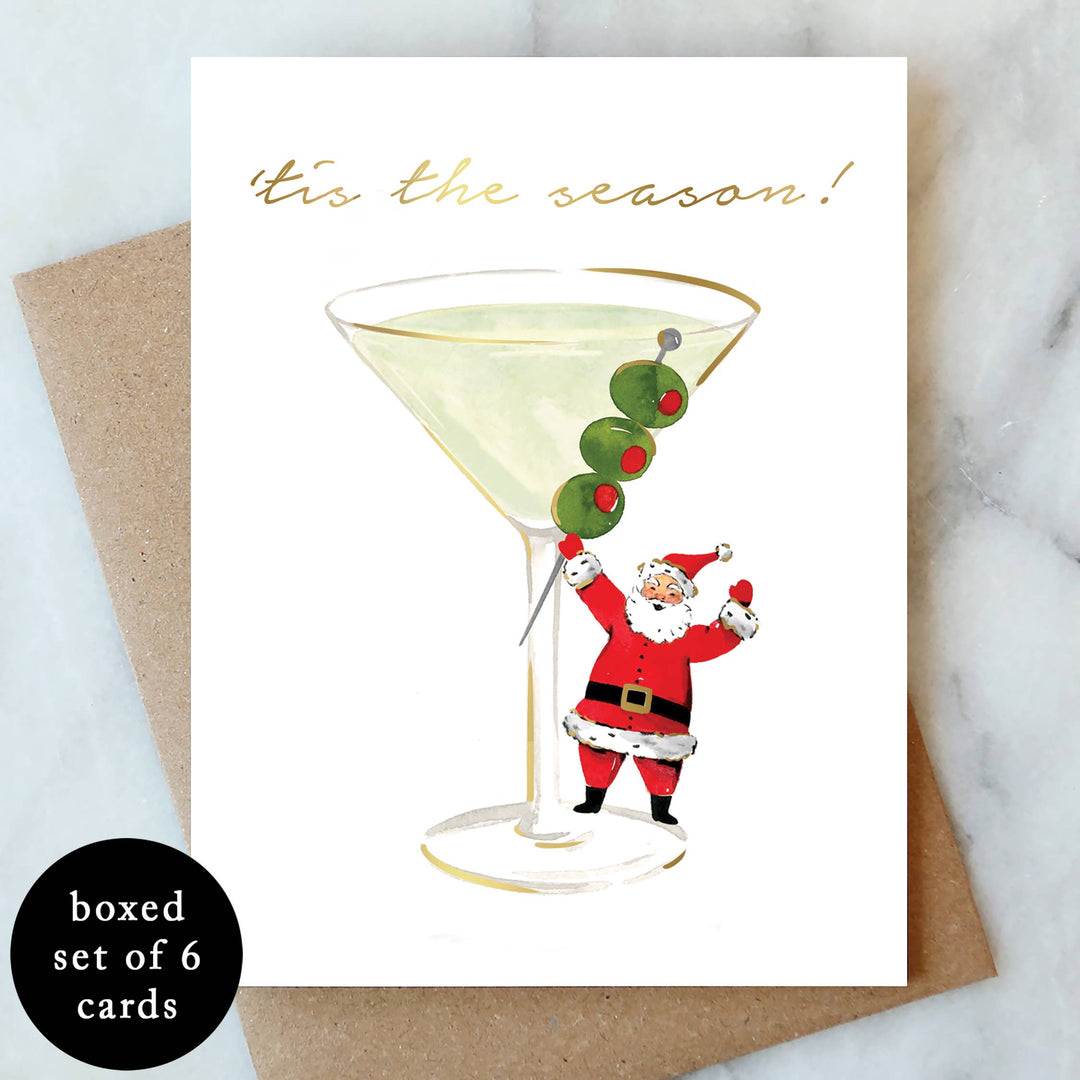 Santa Martini Holiday Box Set of Card