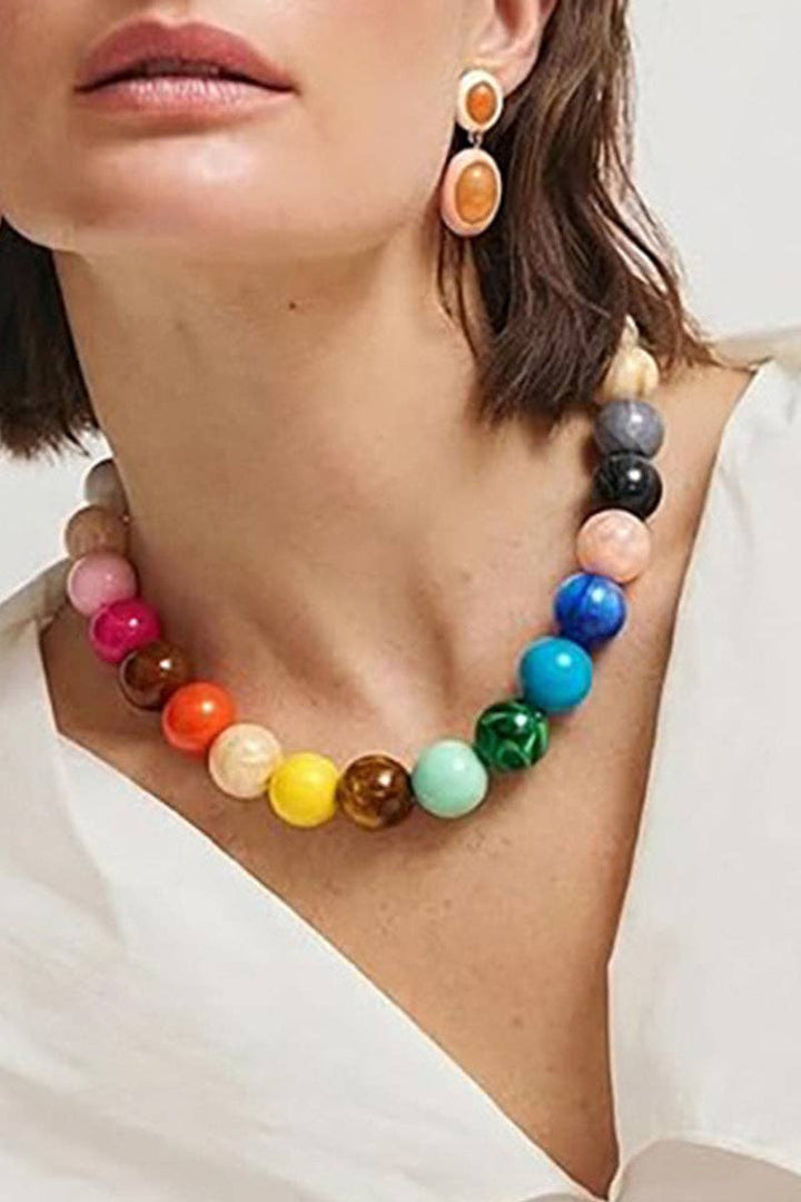 Beaded Statement Necklace: Blue