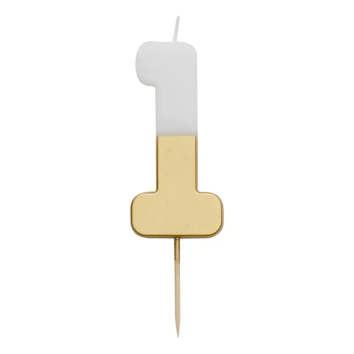White & Gold Birthday Number Candles Set