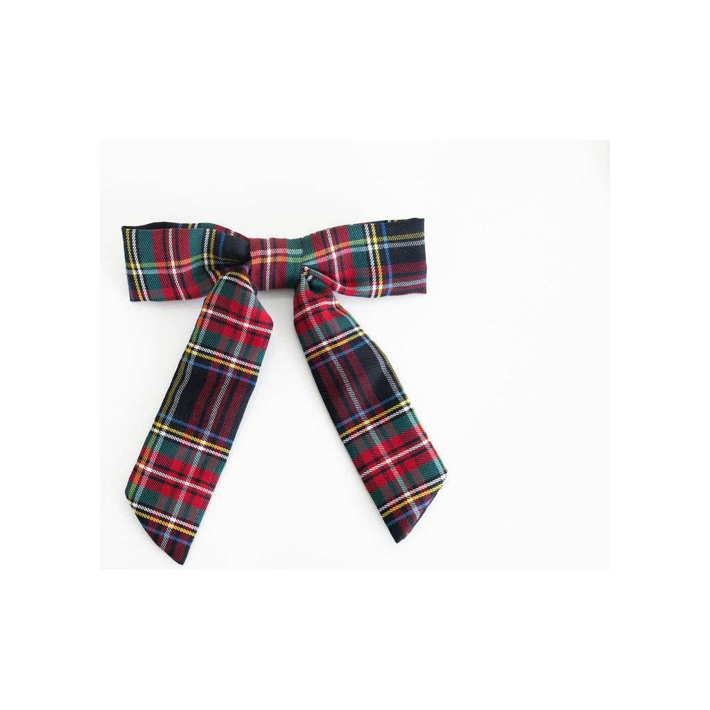 Bow Barrette Clip: Red Tartan