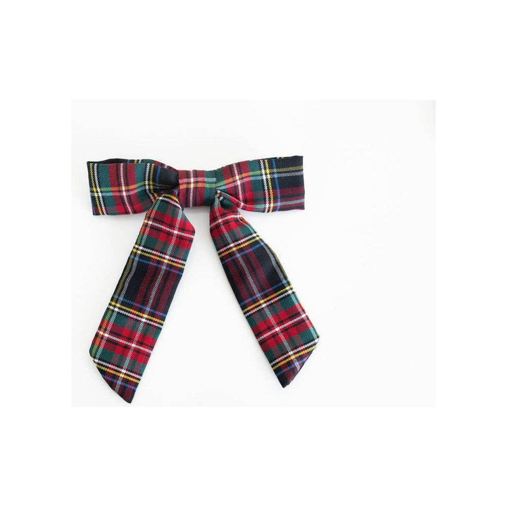 Bow Barrette Clip: Red Tartan