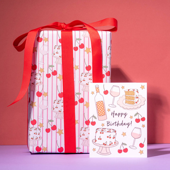 Cherry Stripes Gift Wrap Rolls