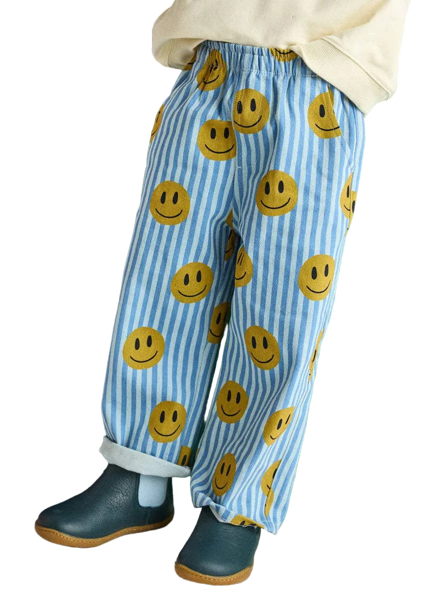 Kids Striped Denim Smiley Pant
