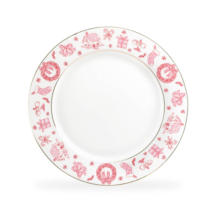 Christmas Pink Bow Porcelain Dinner Plate