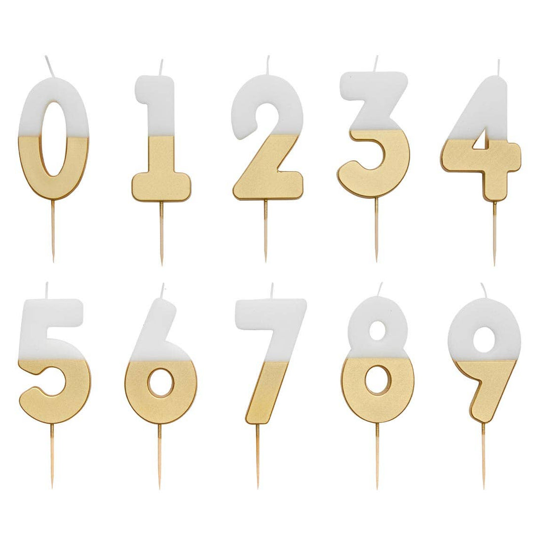 White & Gold Birthday Number Candles Set