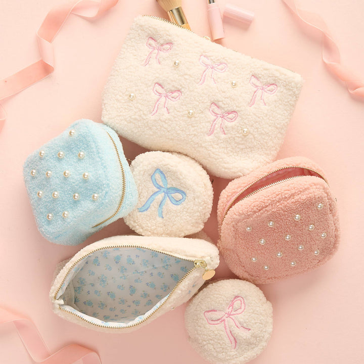 Blue Bow Teddy Pouch